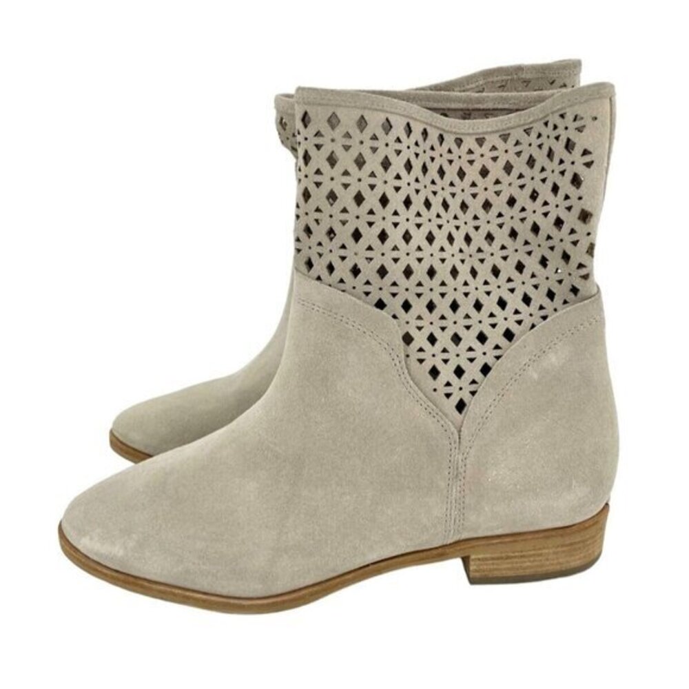 Michael Kors Ankle Leather Pull On Ankle Boots  Laser Cut Suede SZ 7 New